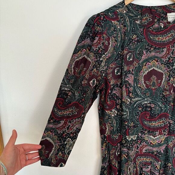E.D Michaels Vintage Women’s Intricate Damask Dark Paisley Drop Waist Midi Dress - Picture 7 of 16